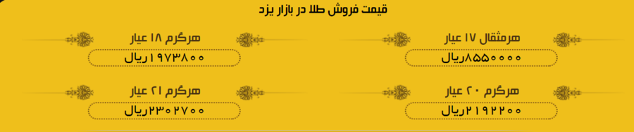 قیمت طلا  در بازار یزد  + لیست