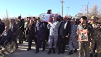 تشییع پیکر مهدی فیروزمند از خلبانان تیزپروازان پایگاه هوایی شهید محمد نوژه همدان